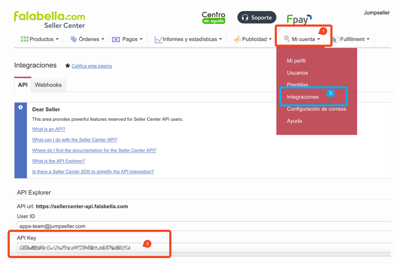API Key de Falabella Marketplace