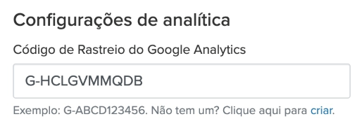 adicionar o código de rastreio do google analytics