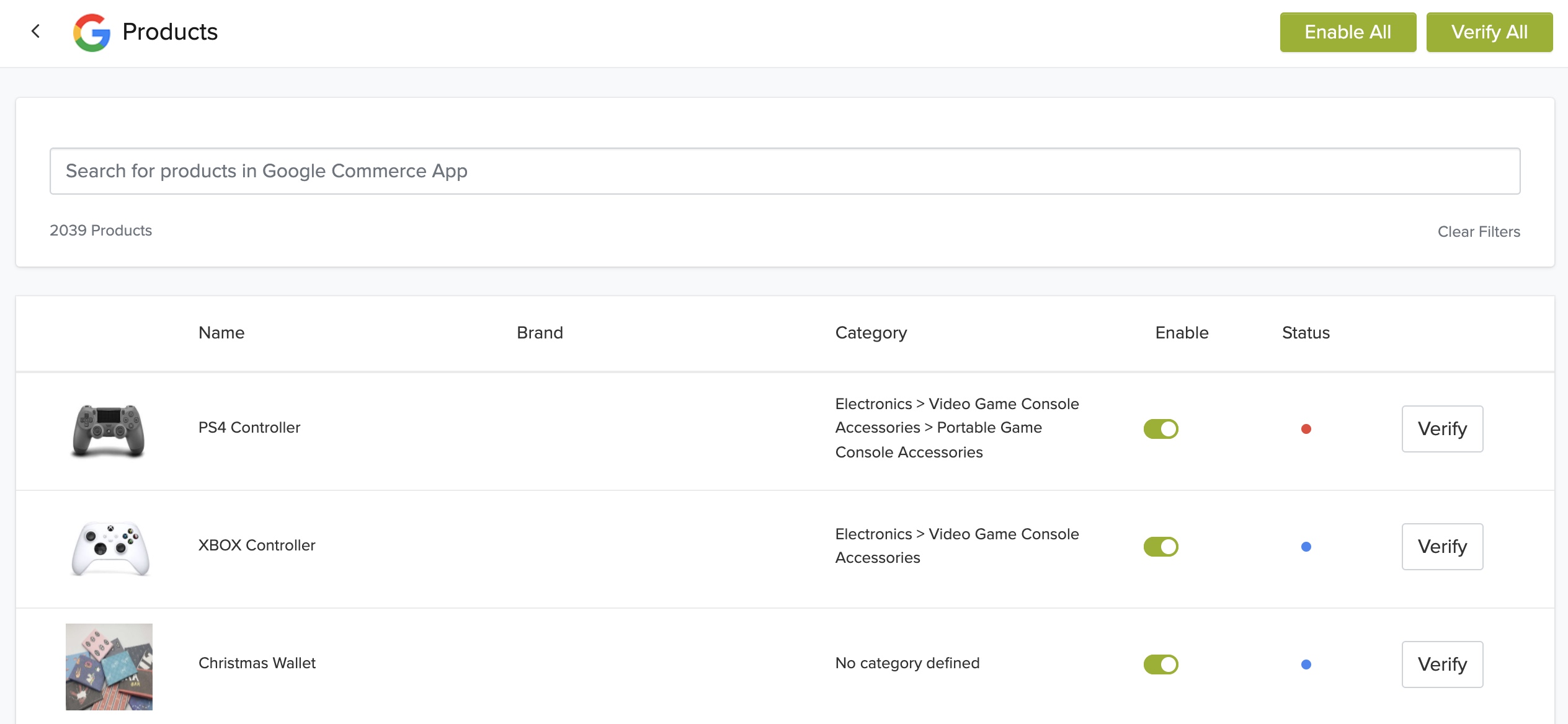 Activate products Google Commerce