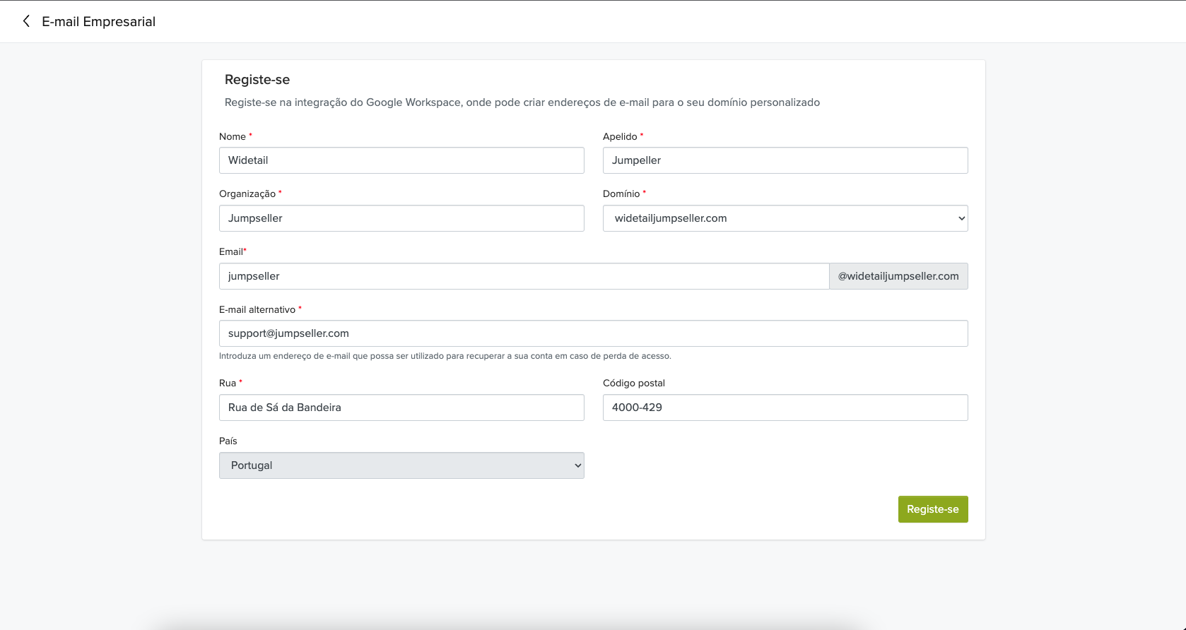 Account details