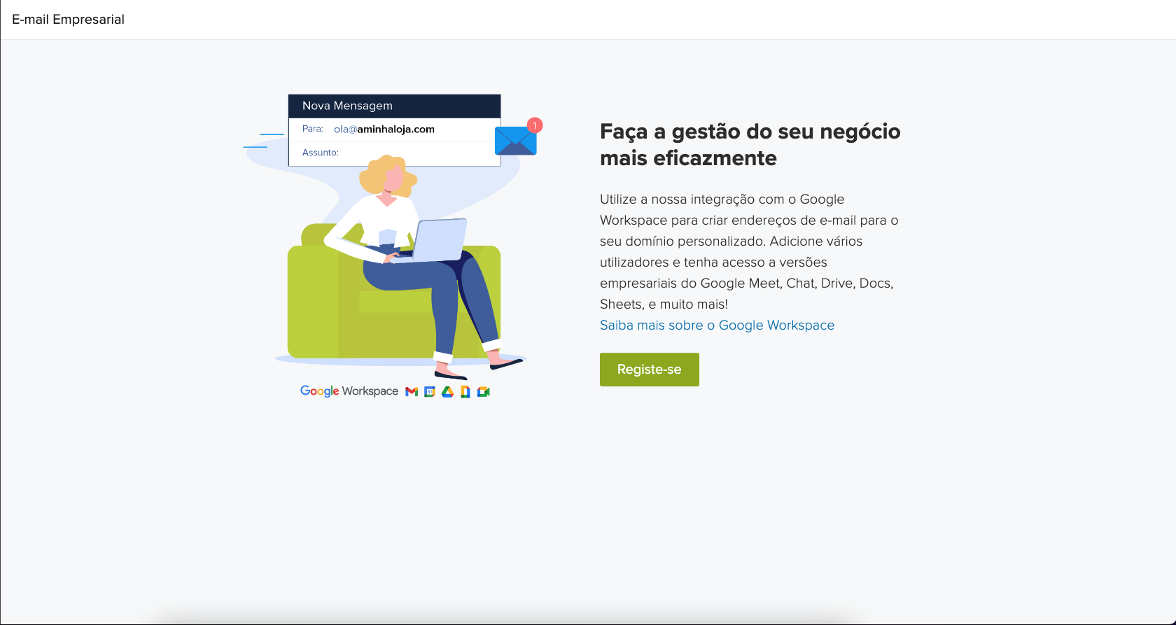 Registar-se no Google Workspace
