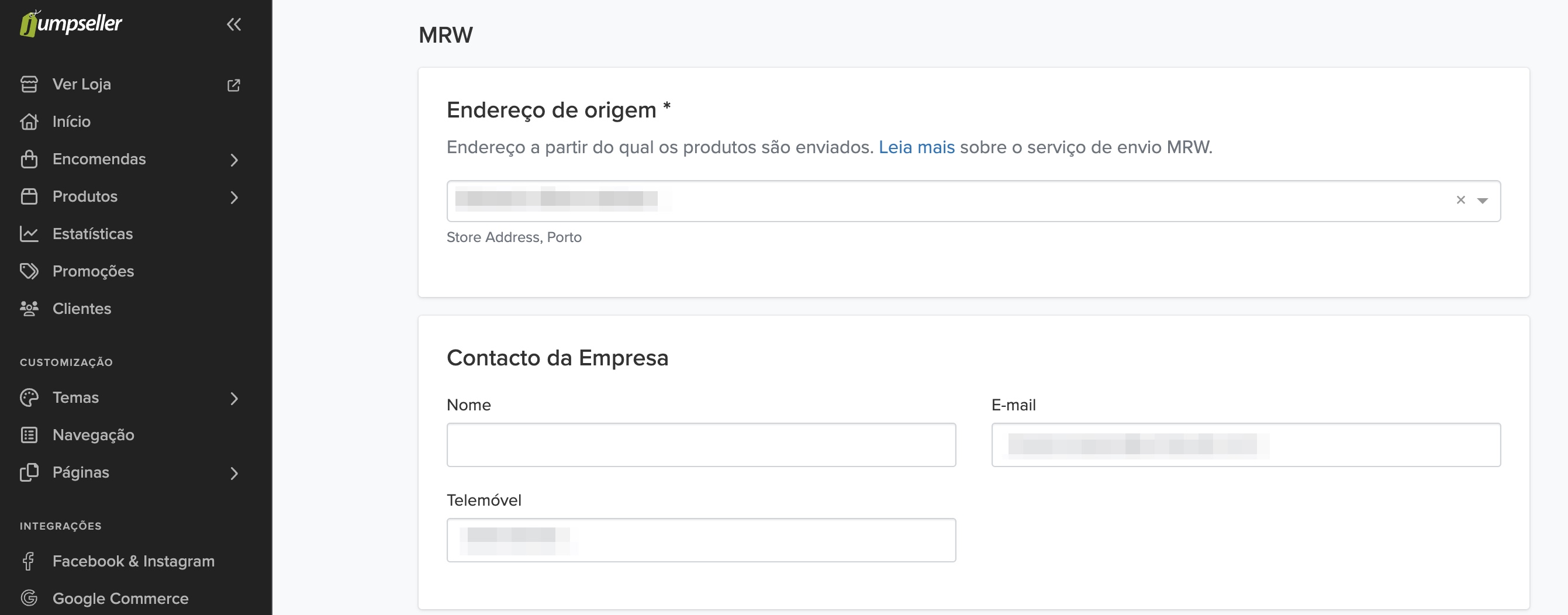 Configuração MRW na Jumpseller